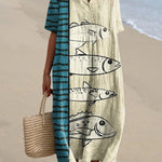 Women's  Fish  Art Print  Flowy Dress