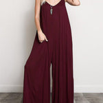 Women's Summer V-Neck Wide Leg Jumpsuit