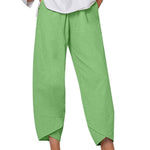 Women's Solid Color Loose Elegant Casual Simple Cotton And Linen Ninth Pants
