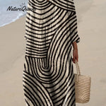 Women's Geometric Hand Drawn Circle Line Pattern Print Flowy Dress
