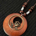 Women's Ethnic Style Wood And Alloy Long Chain Necklace