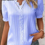 Women's Hollow Short Sleeve European and American Dress Shirt