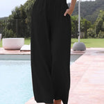 Women's Solid Color Loose Elegant Casual Simple Cotton And Linen Pants