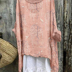 Women's Vintage Art Print Casual Cotton And Linen Shirt