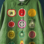 Slice Summer Fruit Graphic Printed Women's Casual Cotton And Linen Shirt