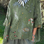 Woodland And Animals Pattern Printed Women's Linen Pocket Skirt