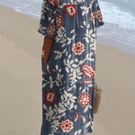 Women's Retro Flower Art Print  Casual Dress