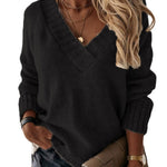 V-neck Long-sleeved Pullover Sweater Top
