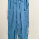 High-waisted Buttoned Cotton and Linen Pants Cropped Pants