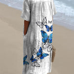 Women's Vintage Lovely Butterflies Art Print Flowy Dress