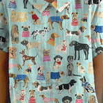 Lovely Puppy Dogs Pattern Printed Women's Casual Cotton And Linen Shirt