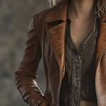 Women's Vintage Contrast Zipper Faux Leather Jacket