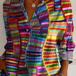 Colorful Tribe Style Pattern Printed Women's Casual Cotton Shirt
