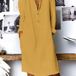 Women's Solid Color Loose Elegant Casual Long-sleeved Dress