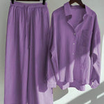Women's Solid Color Loose Elegant High Waist Casual Cotton And Linen Suit