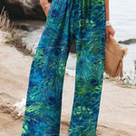 Women's Peacock Feather Print Casual Cotton Linen Shirt