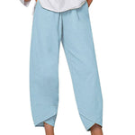 Women's Solid Color Loose Elegant Casual Simple Cotton And Linen Ninth Pants