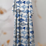 Watercolor Sea Fish Pattern Printed Women's Pocket Cotton Dress