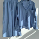 Women's Solid Color Loose Elegant High Waist Casual Cotton And Linen Suit