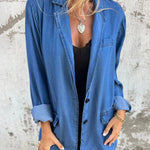 Women's Solid Color Loose Long Sleeve Denim Jacket