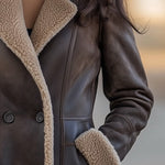 Vintage Lambswool Lapel Pocket Sheepskin Warm Coat