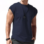 Men's Solid Loose Sleeveless  Sports T-shirt