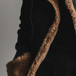 Women's Vintage Fur Collar Contrast Faux Leather Jacket