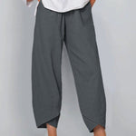 Women's Solid Color Loose Elegant Casual Simple Cotton And Linen Ninth Pants