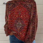 Women's Vintage Art Print Casual Pullover Sweater