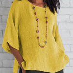 Crewneck Cotton and Linen Shirt Top
