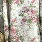 Women's Vintage Floral Art Print Casual Linen Cotton Pullover Top