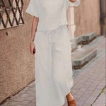 Women's Solid Color Short Sleeve Suit