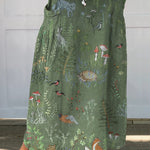 Woodland And Animals Pattern Printed Women's Linen Pocket Skirt