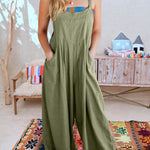 Women's Solid Color Loose Elegant Casual Cotton Linen Suspender Jumpsuit