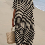 Women's Geometric Hand Drawn Circle Line Pattern Print Flowy Dress