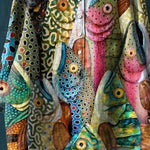 Vintage Funny Fish Art Print Casual Cotton And Linen Shirt