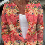 Women's Bright Floral Art Print Button Cardigan