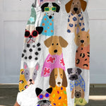 Women's Colorful Fun Cartoon Puppy Print Casual Cotton And Linen Shirt