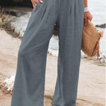Women's Cotton and Linen Elasticated Waist-waisted Wide-leg Pants