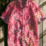 Sequence Vintage Art Print Casual 100% Cotton Shirt
