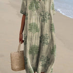 Women's Vintage Style Tree Repeat Pattern Printed Flowy Dress