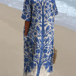 Women's Indian Art Floral Vintage Art Print Flowy Dress