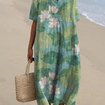 Women's Vintage Lovely Lily Art Print Casual Flowy Dress