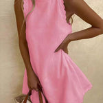 Women's Solid Color Loose Elegant Casual Cotton And Linen Vest Dress