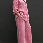 Women's Solid Color Loose Elegant Casual Shirt Suit