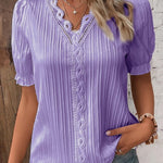 Women's Hollow Short Sleeve European and American Dress Shirt