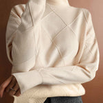 Women's Solid Color Stylish Long-sleeved Loose turtleneck Warm Casual Knitted Sweater
