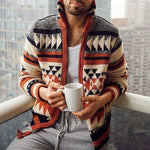 Men's Geometric Zip Cardigan Sweater Jacket