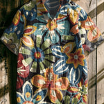 Flowers Vintage Print Casual 100% Cotton Shirt