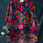 Women's Vinatge Flower Print Casual Cotton And Linen Shirt